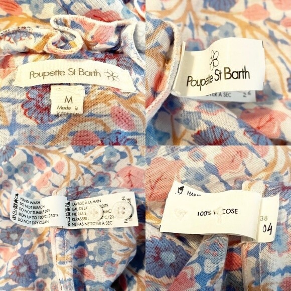 Poupette St. Barth Clara Maxi Dress Blue Bloom Floral Long Women’s Size Medium - Picture 15 of 16